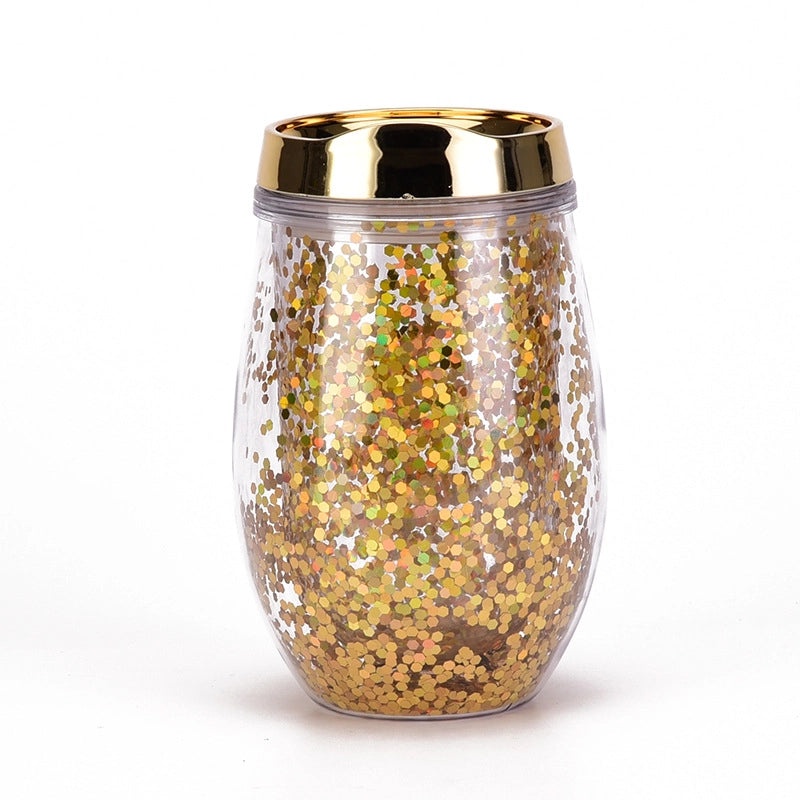 U-Shaped Eggshell Double Sequin Water Thermos Cup | Drinkware & Tumblers
