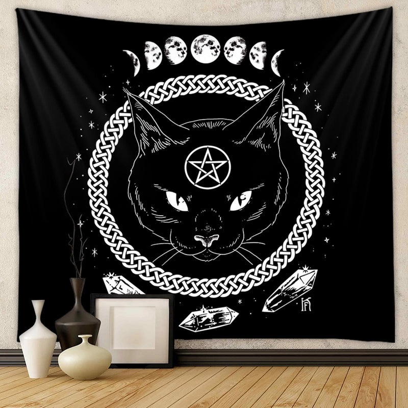 Black Cat Wall Tapestry for Home Decor | Home Decor & Wall Art