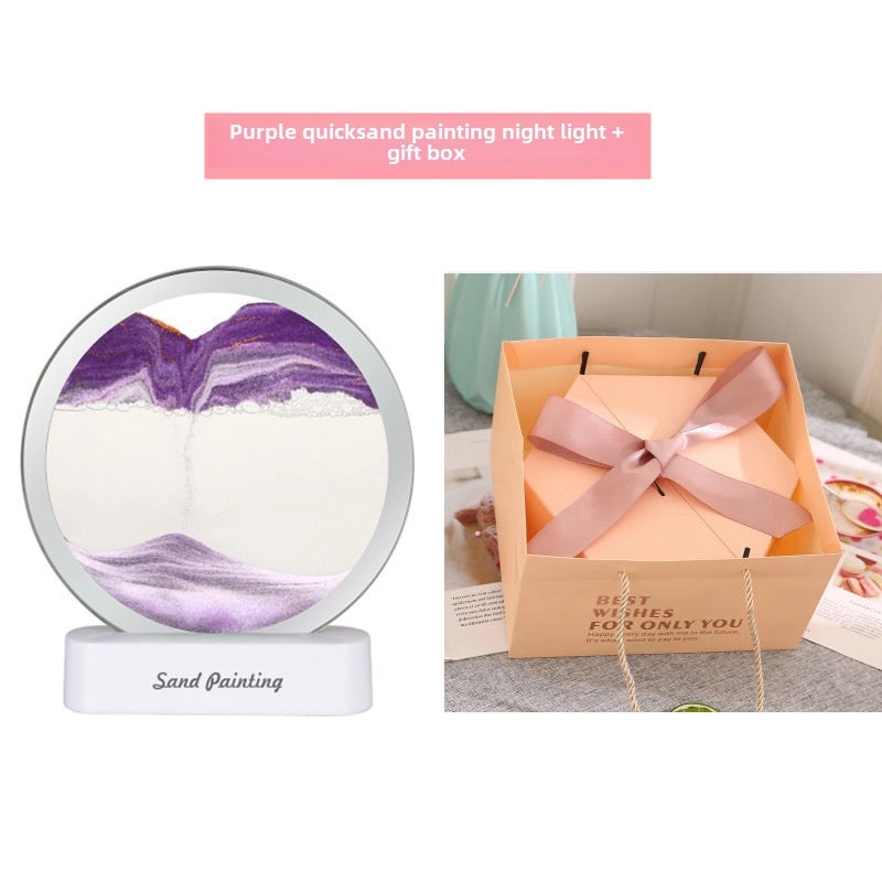 3D Quicksand Sand Painting Night Light USB Romantic Office Desk Lamp Gift|Home Decor Night Lights