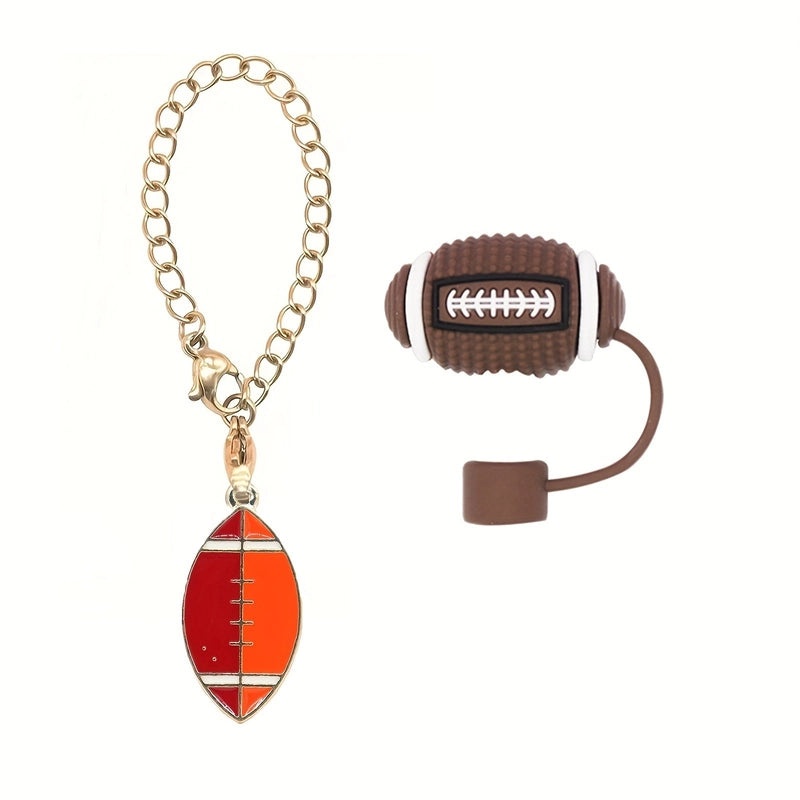 Cute Basketball Football Silicone Straw Cap Set for Kids | Drinkware Accessories