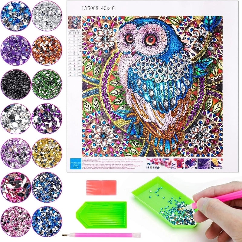 5D Owl Diamond Painting DIY Kit Bright Resin Art for Living Room Bedroom Wall Decor|Diamond Painting Kits