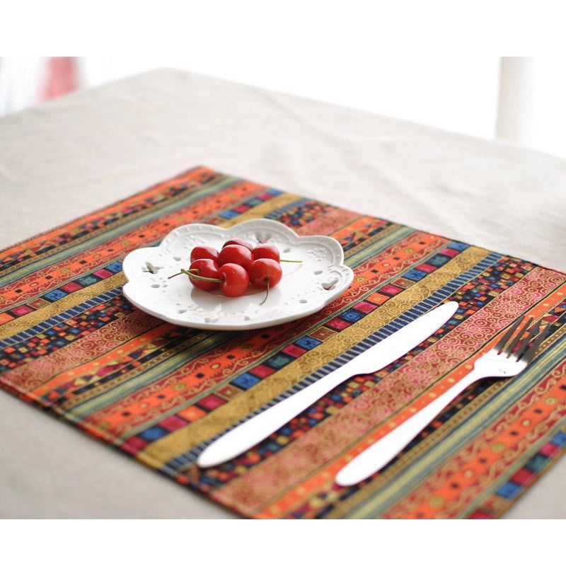 Chinese Double-layer Table Mat Ethnic Bohemian Dining Cloth Napkin Western Style|Dining Table Accessories