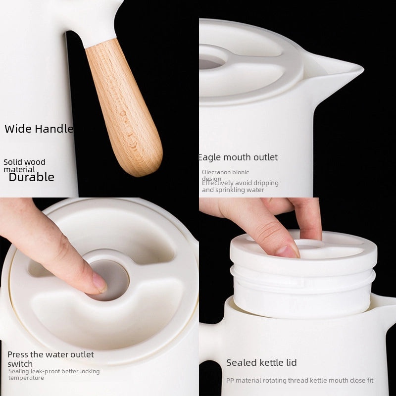 Nordic 1L Glass Liner Thermal Kettle Hot Water Bottle Boiling Thermos Coffee Pot | Kitchen Appliances