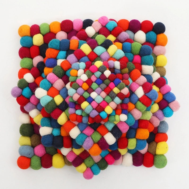 Nibo Braided Wool Felt Ball Coaster for Buddha Sound Bowl Yoga Cushion | Yoga Accessories