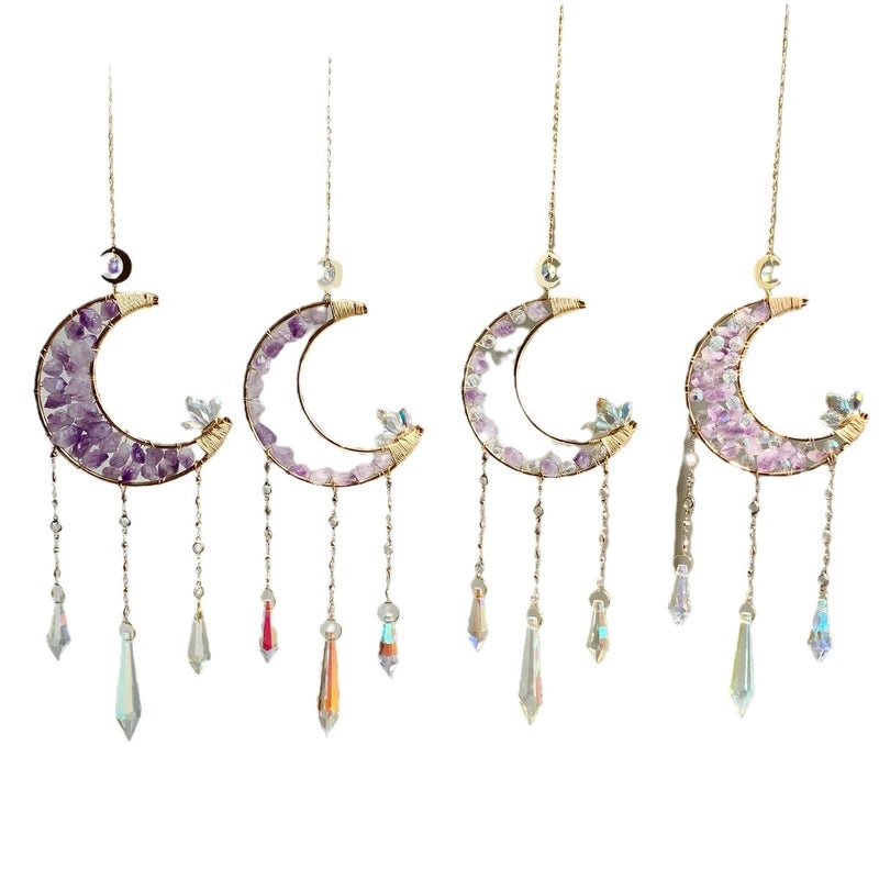 Minimalist Rainbow Moon & Sun Crystal Wind Chimes Garden Pendant Decorative Ornaments|Home Decor & Garden Accessories