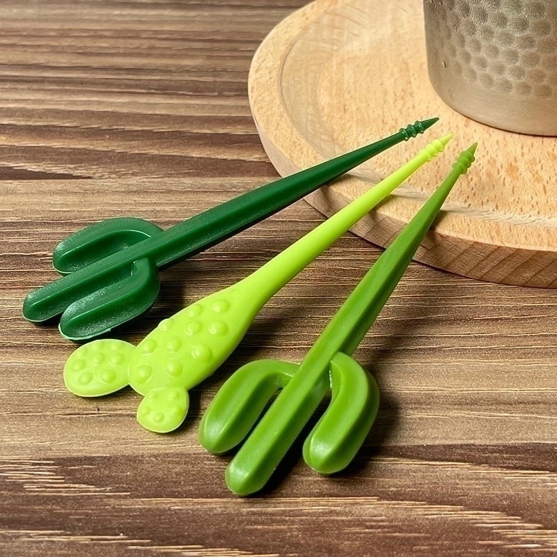 Adorable Cactus Design Plastic Fruit Fork Set | Kitchen & Dining Accessories