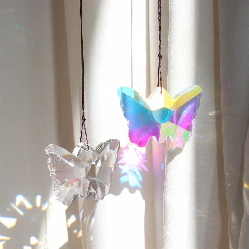 Sparkling Butterfly K9 Crystal Suncatcher Wind Chime Decorative Wall Hanging|Home Decor