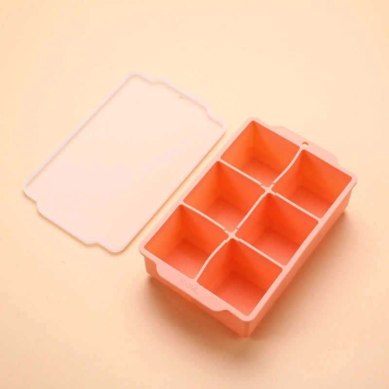 Large Silicone Ice Cube Tray with Lid 6-Slot Quick Freeze Square Mold for Home Use|Kitchen & Dining Accessories