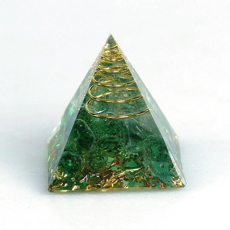 Natural Crystal Chakra Pyramid Ornament with Gravel - Office Desk Decoration | Home Decor