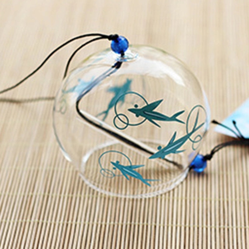 Handmade Painted Glass Pendant with Creative Pattern Wind Chimes Japanese Craft Style | Home Decor & Crafts
