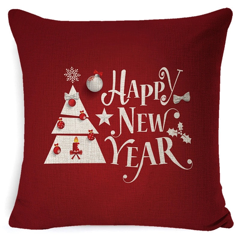 Christmas Linen Pillow Cover for Living Room Office Car Sofa Waist Cushion|Home Decor Cushions