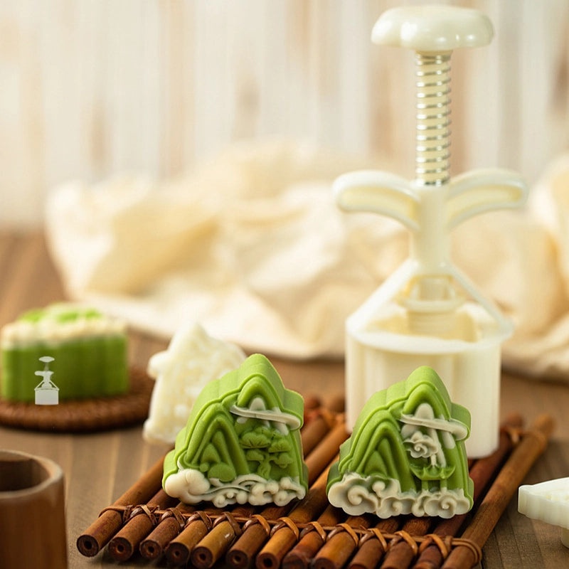 Sanmu Original Hand-pressed Mung Bean Cake Mold 50g 75g Mountain Flowing Water Green Pine Design | Kitchen & Baking Tools