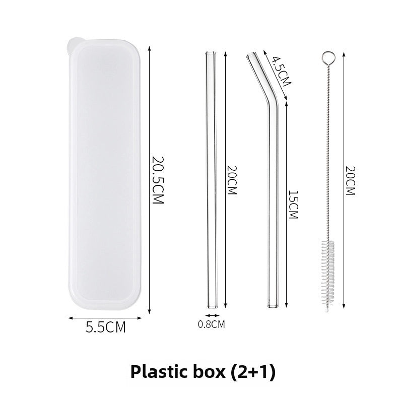 Heat-Resistant Durable Transparent Borosilicate Glass Straw Reusable for Juice Lipstick Suit Pregnant Women Cleaning Tube|Kitchen & Dining