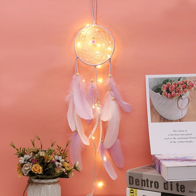 Boho Chic Dreamcatcher with Wooden Beads and Feathers | Home Decor