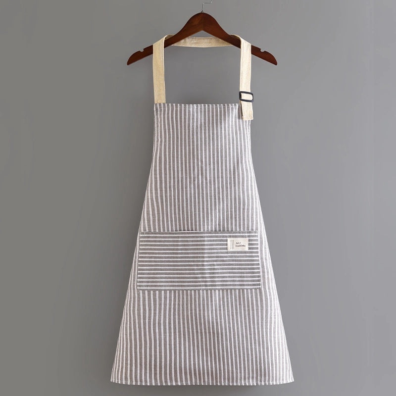 Japanese Style Cotton Linen Apron Women's Summer Thin Breathable Kitchen Cooking Waist Workwear Customized Logo|Kitchen & Dining