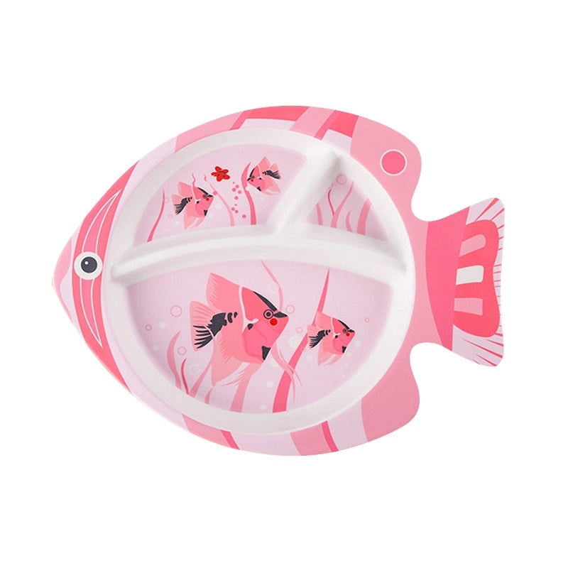 Cute Cartoon Bamboo Fiber Kids Plate Baby Dish Grid for Household Kindergarten Use|Children's Tableware