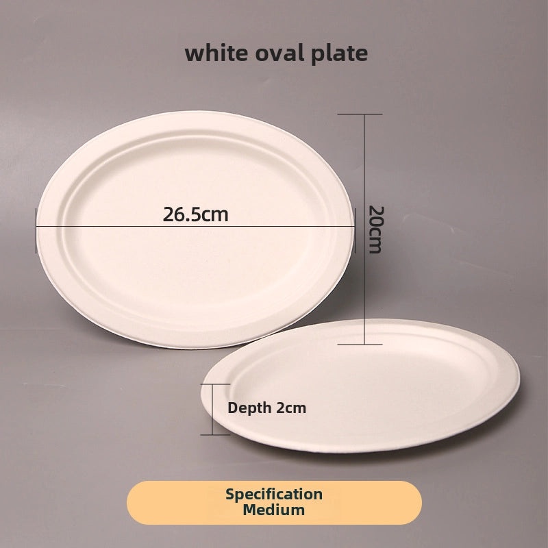 Disposable Biodegradable Sugarcane Pulp Paper Plates Thickened Dinner Plates for BBQ Cake Kindergarten DIY | Party Supplies & Disposable Tablewar