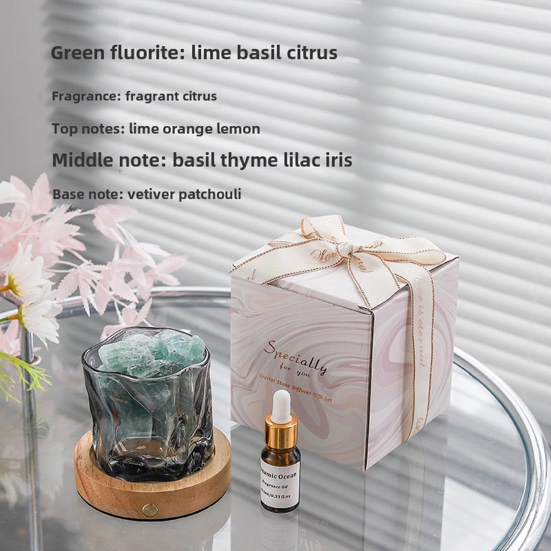 Rechargeable Aromatherapy Lampholder with Essential Oil & Crystal Stone Fire-Free Indoor Fragrance Decor|Home Decor