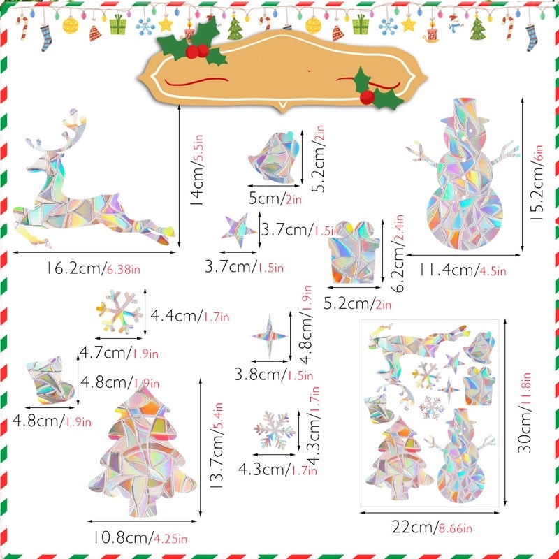 Christmas PVC Glass Window Decals Snowflake Tree Holiday Decor