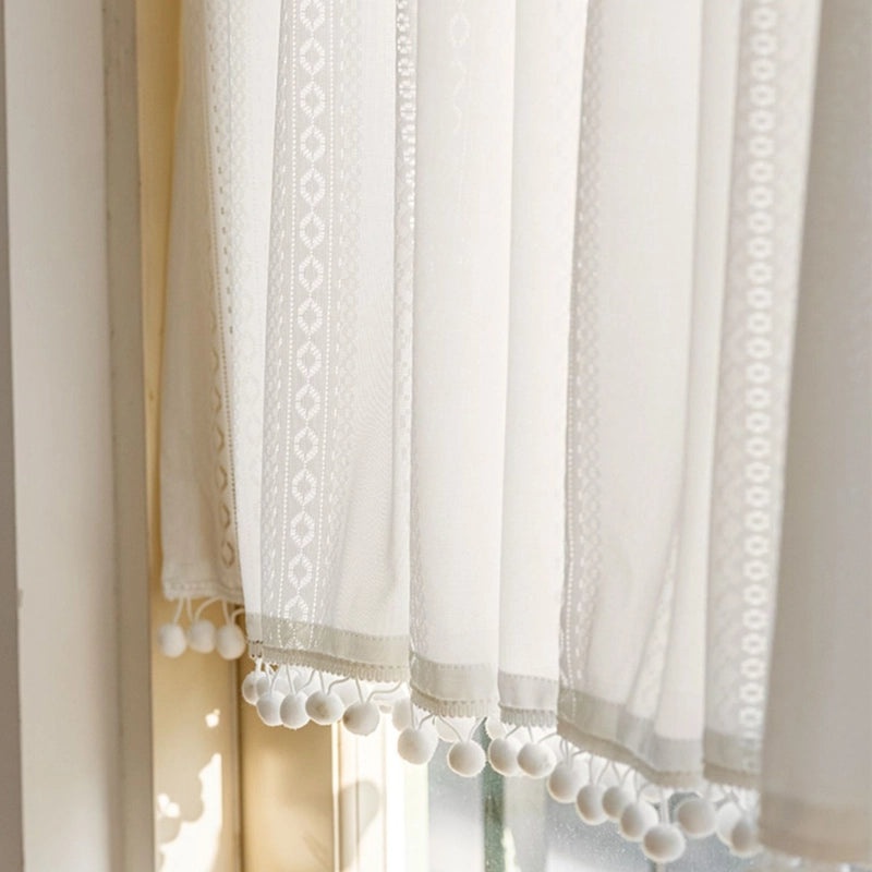 French Short Curtains Nordic Style Semi-Shading Roman Drapes for Home Decoration | Curtains & Window Treatments