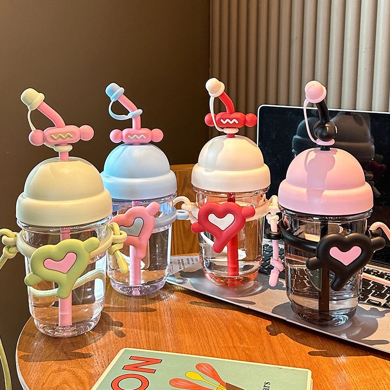 Adorable Red Heart Shaped Plastic Water Bottle Single Piece | Drinkware & Bottles