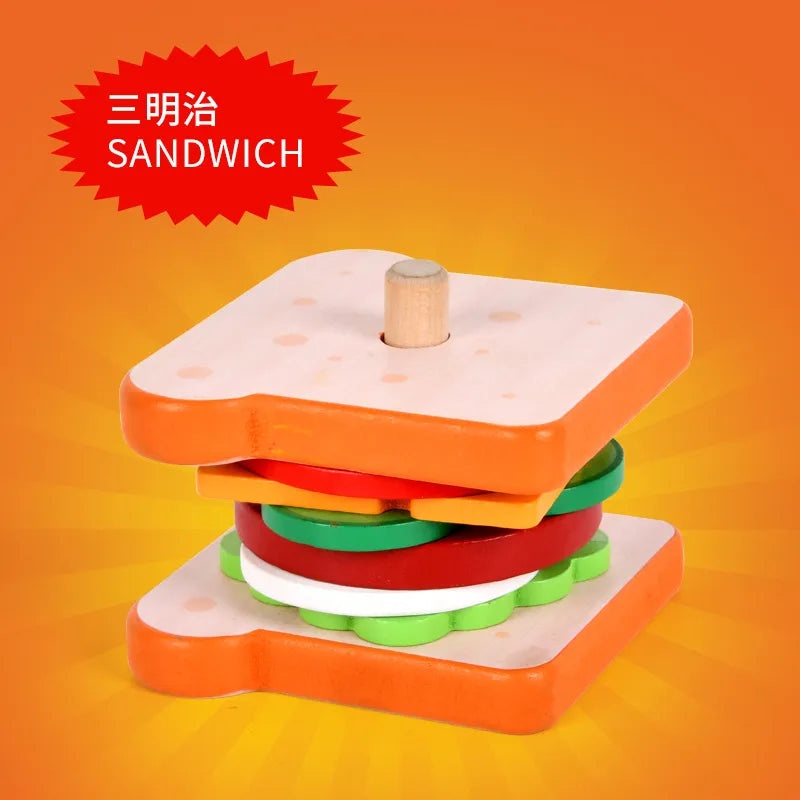 Mini Playhouse Sandwich Burger Toy Set for Kids | Children's Pretend Play & Fast Food Toys