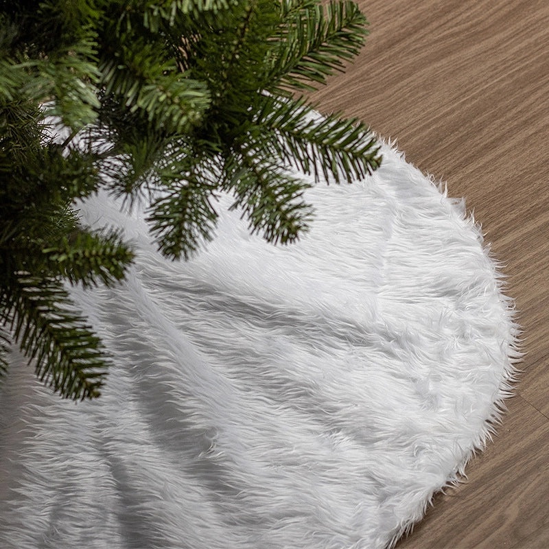 90CM White Plush Christmas Tree Skirt Soft Tree Blanket Floor Mat Holiday Decoration|Christmas Tree Skirts