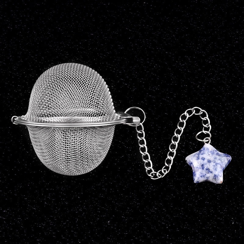 Women's Vintage Tea Filter Pendant Classic Star Crystal Agate