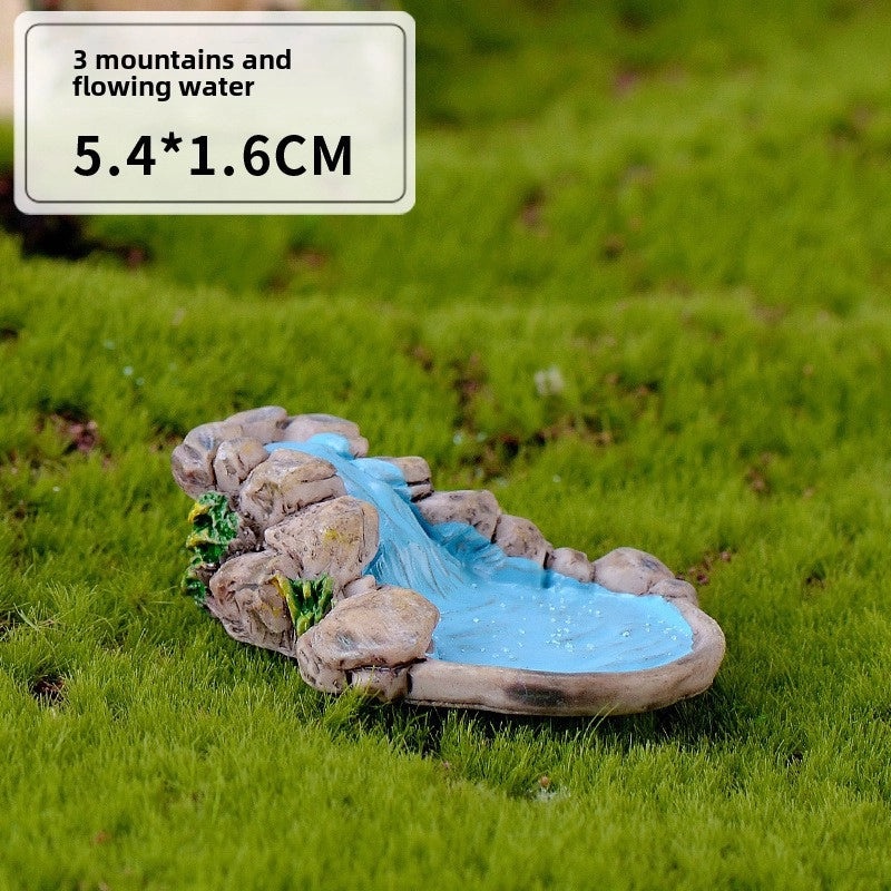 Micro Landscape Retro Antique Resin Miniature West Lake Scene Decoration with Lighthouse, Well, Bridge, Water Grass|Home Decor Miniatures