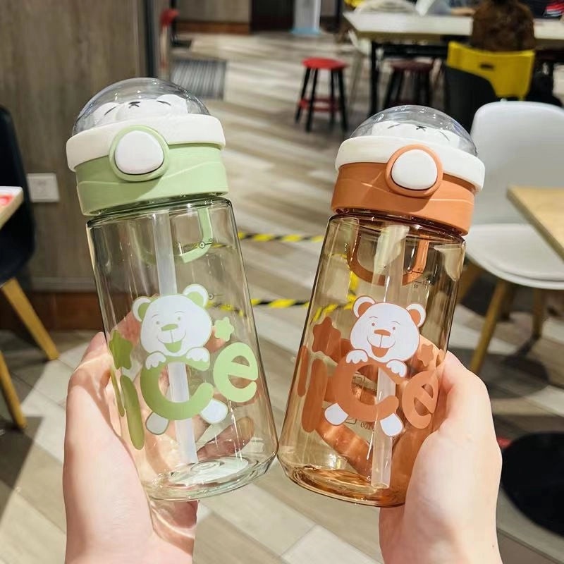 Cartoon Kids Water Bottle with Straw Large Capacity Portable Sports Cup for Girls Students | Kids Outdoor Drinkware