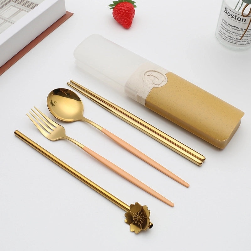 Retro Style Color Block Stainless Steel Fruit Spoon Knife Fork Set|Kitchen & Dining Cutlery Sets