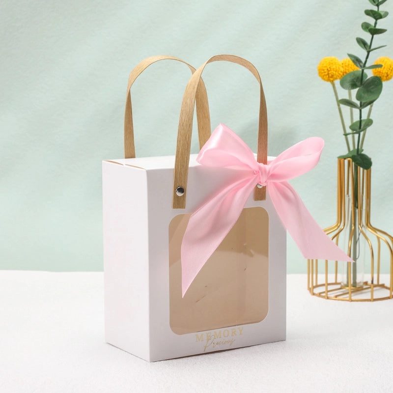 Transparent Window Paper Handbag Birthday Gift Festival Flower Doll Card Bag | Gift Bags & Packaging