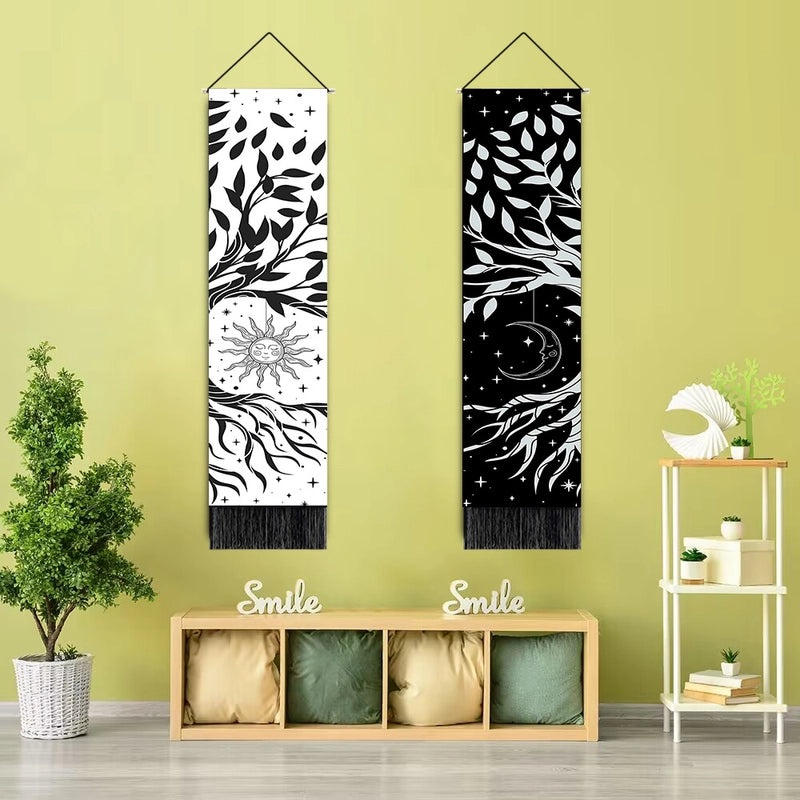 Nordic Sun and Moon Wall Tapestry Cotton Linen Blend Home Decor|Home Decor & Wall Art