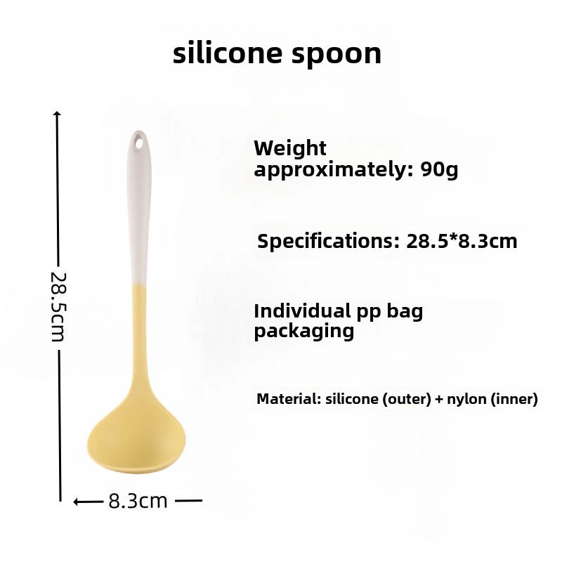 Food Grade Silicone Long Handle Soup Spoon High Temp Resistant Non-stick Cooking Pan Mini Porridge Spoon|Kitchen Utensils