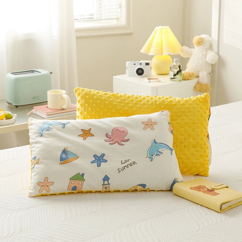 Premium Class A Cotton Baby Pillow Core | Soft Velvet Neck Support Pillow for Kids Nap | Machine Washable Nap Pillow | Baby Bedding Accessories |