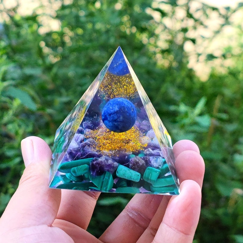 Pyramid Resin Crystal Ball with Decorative Pyramid Gravel | Home Decor & Accessories
