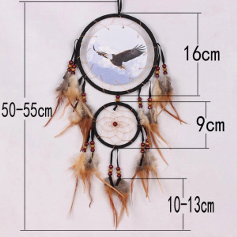 Wolf Head Dreamcatcher Oil Painting Wall Hanging with Natural Feathers | Home Decor & Wall Art