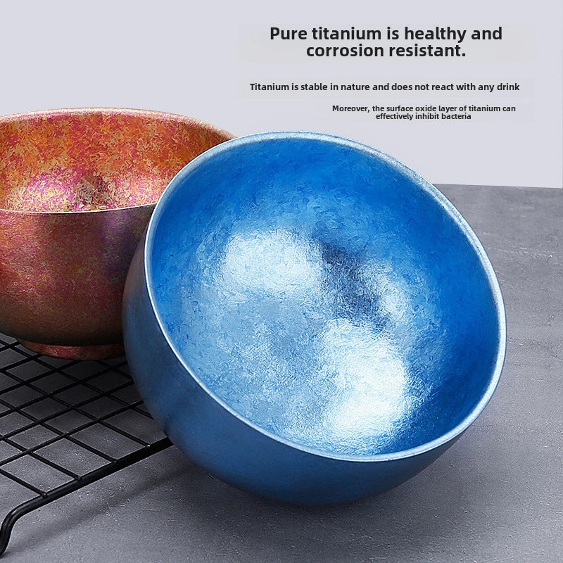 纯钛双层加厚饭碗 高端餐厅用户外保温钛合金汤碗 家用多功能圆形餐具|餐具厨具