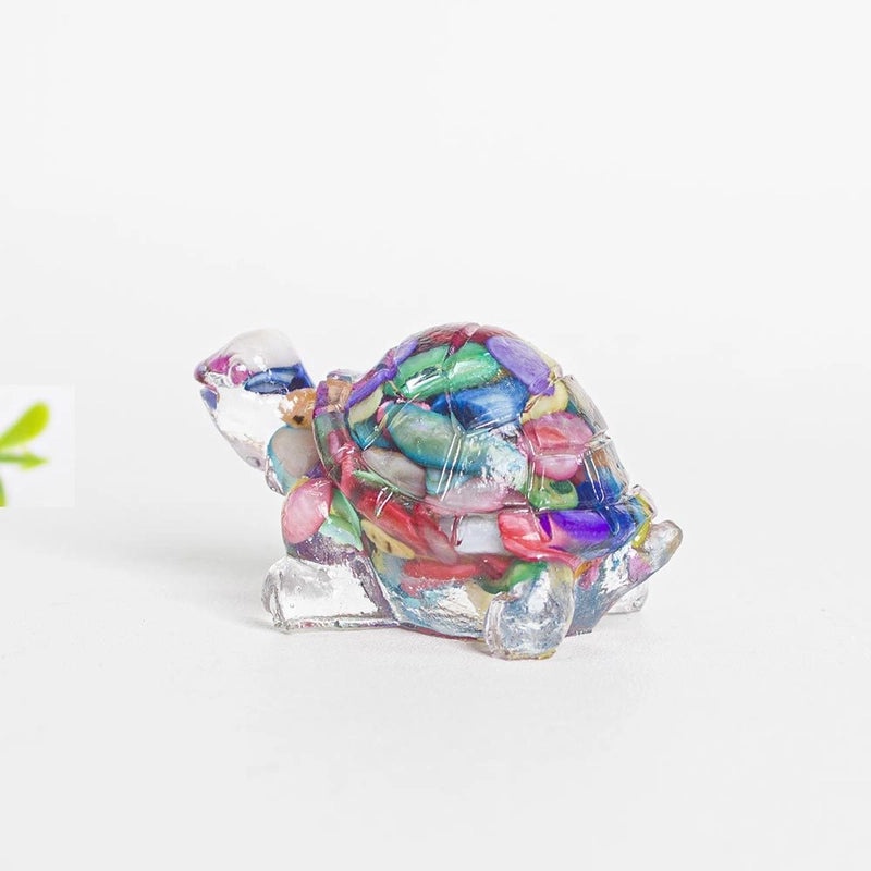 Minimalist Tortoise Figurine with Natural Crystal Accents|Home Decor