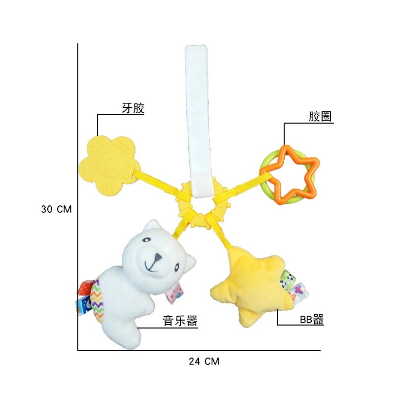 Dolery Baby Stroller Hanging Toy with Rubber Ring Rattle and Music for 0-1 Year Old|Baby Toys & Accessories