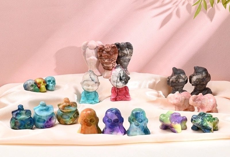 Elegant Handmade Halloween Skull Natural Stone Ornaments Minimalist Artificial Decorations|Jewelry & Accessories