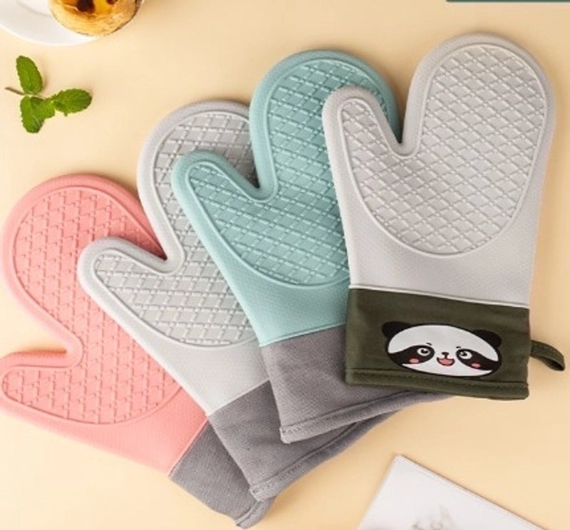 Heat Resistant Color Block Silicone Gloves for Kitchen Use | Kitchen & Dining Accessories