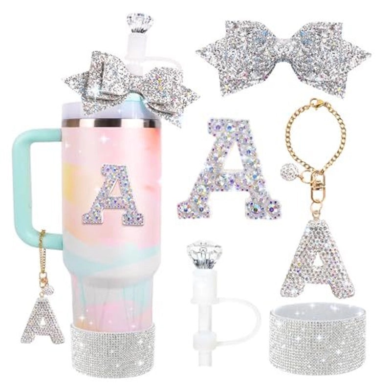 Glamorous Bow Letter Silicone Cup Sleeve Set | Drinkware Accessories