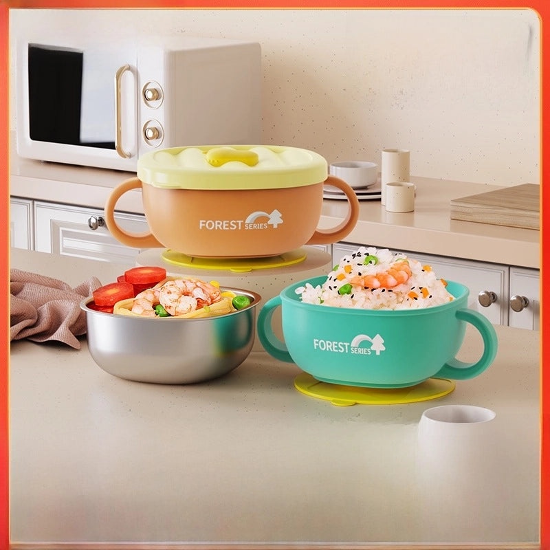 Jiayi Beibi Kids Stainless Steel Suction Baby Food Bowl 316 Heat Preservation Toddler Soup Bowl|Baby Tableware