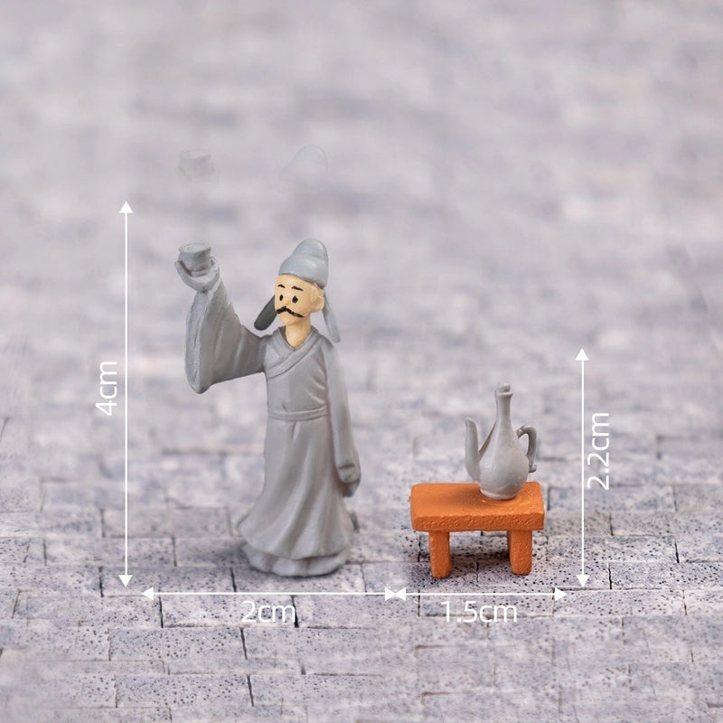 Micro Landscape Miniature Poetry Book Doll with Li Bai Theme | DIY Garden Decoration Accessories | Mini Ancient Style Ornaments | Home Decor | Mi