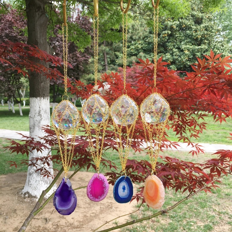 Rustic Geometric Crystal Agate Pendant Wall Art | Home Decor