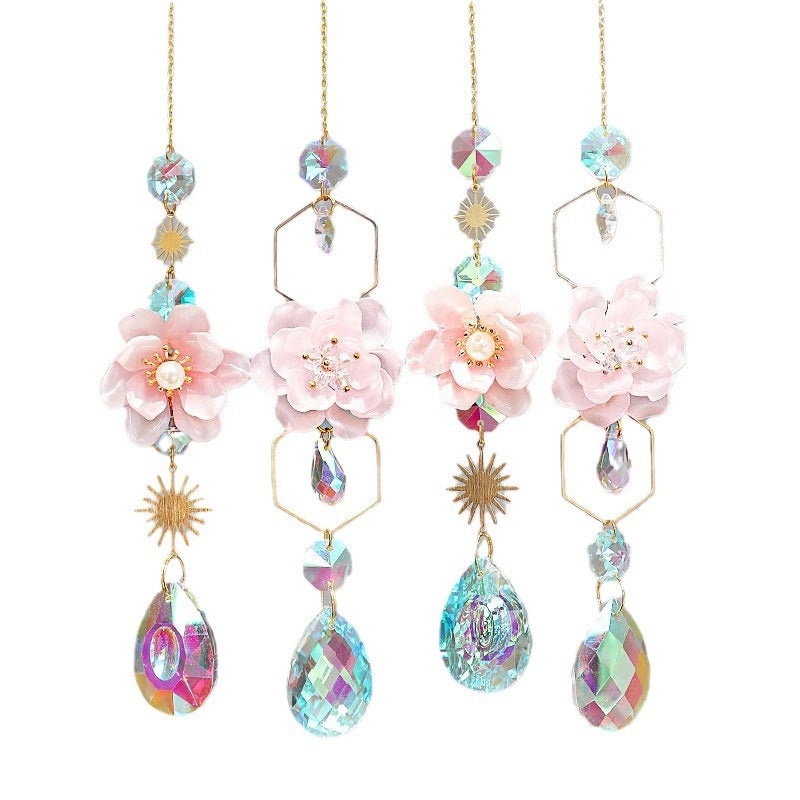 Minimalist Floral Crystal Suncatcher Wind Chime for Wall Decor|Home Decor & Wall Art