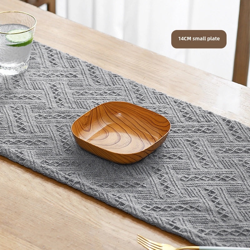 Chinese-style Melamine Wood Grain Square Serving Tray for Dried Fruit Cake and Tea | Kitchen & Dining