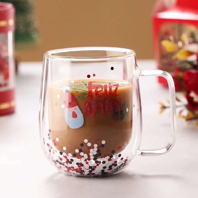 Christmas Cartoon Borosilicate Glass Water Bottle Casual Vacation Style | Drinkware & Water Bottles