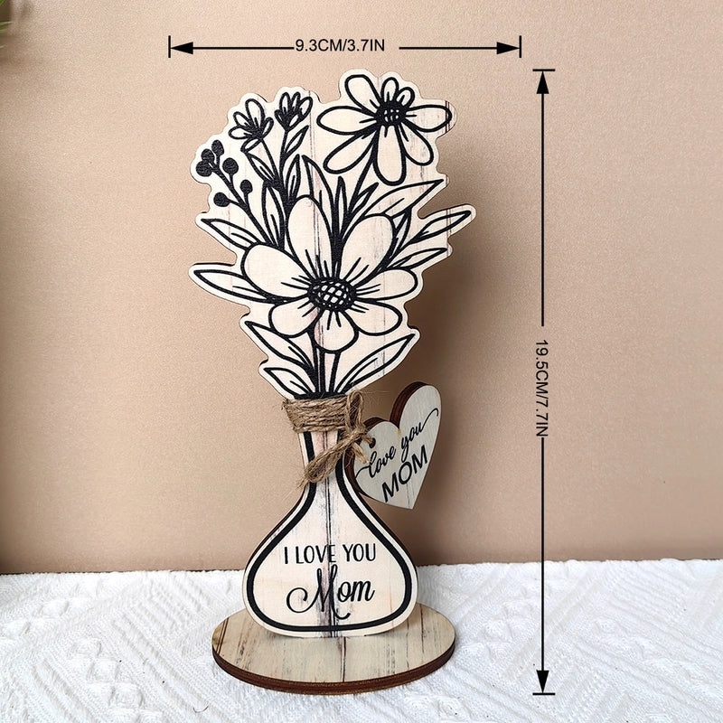Mother's Day Elegant Floral Wooden Letter Ornament Casual Artificial Decoration | Home Decor Accessories